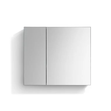 後ろにキャビネット付きのバスルームミラー
